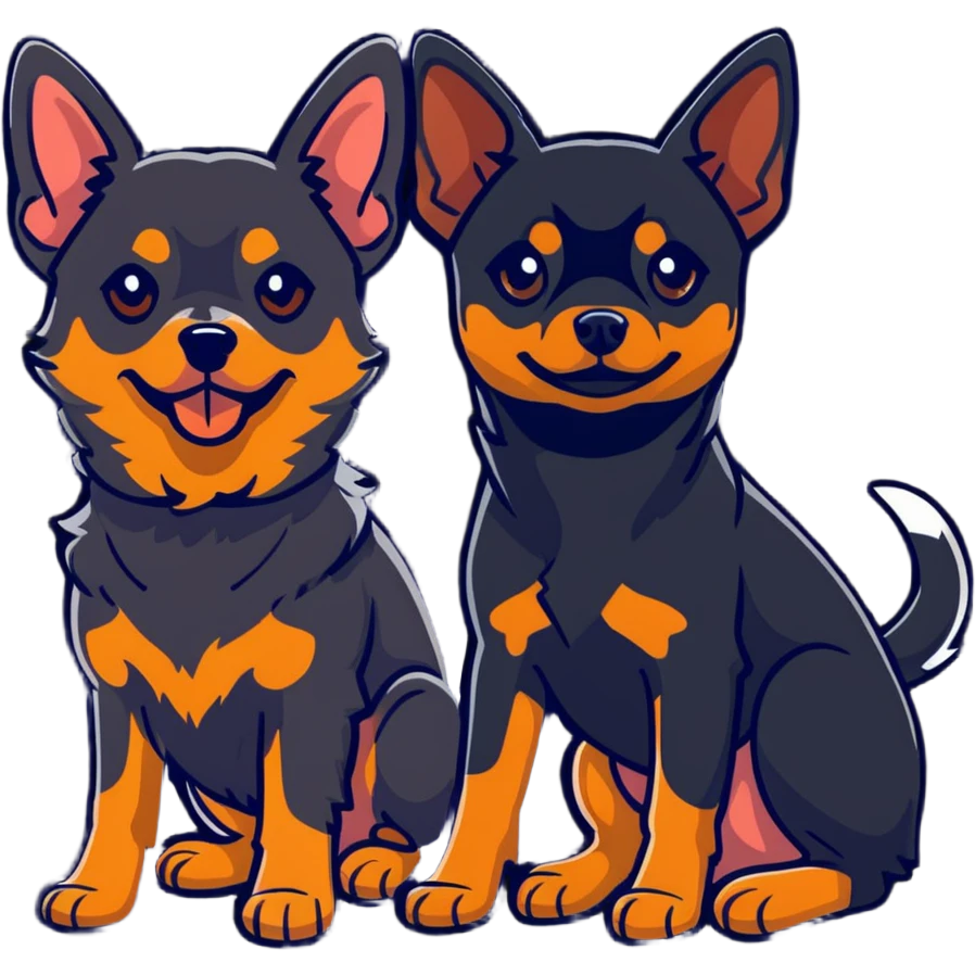two shepherd dogs and a miniature pinscher Chihuahua together emoji