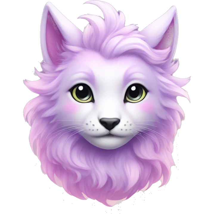 Kawaii colorful bright light pastel lilac-pink-white-gradient fantasy ethereal anthro fursona animal creature emoji