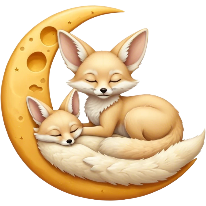 fennec sleeping on a moon sickle  emoji