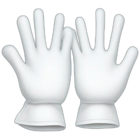 Deux gants blancs souriants, il y a dessiné un signe mystérieux maçonnique bleu de deux équerres inversées.  emoji