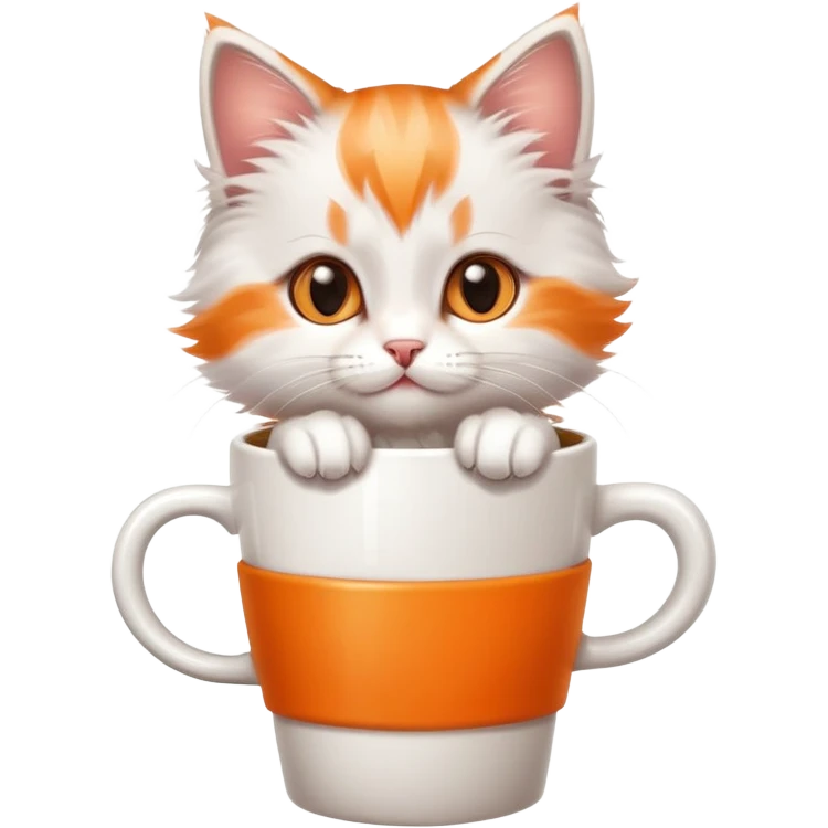 playful kitten with paws over the rim of a coffee cup emoji