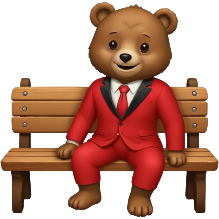 bear wearing a red suit sitting on a bench emoji