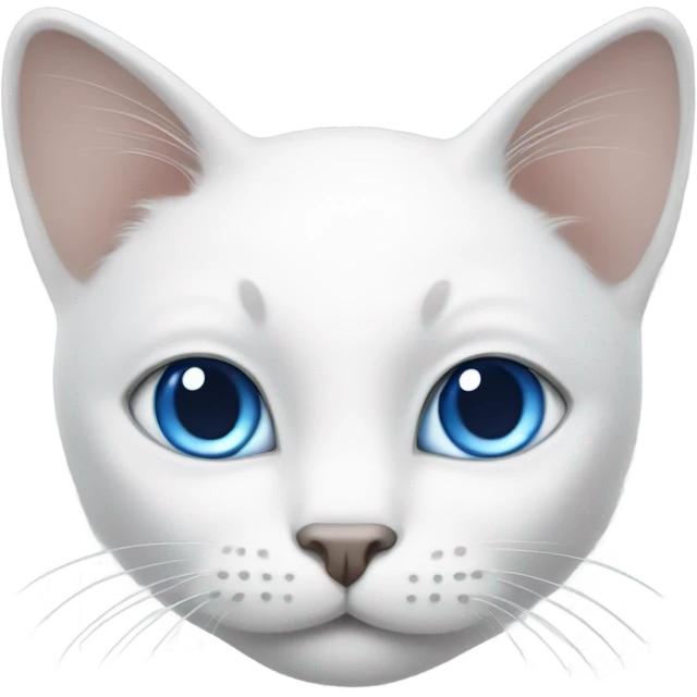 White cat with grey on middle face and ears, big blue eyes  emoji