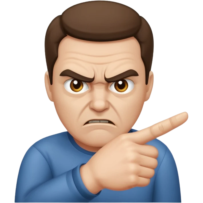 angry man pointing fingure at his own face emoji