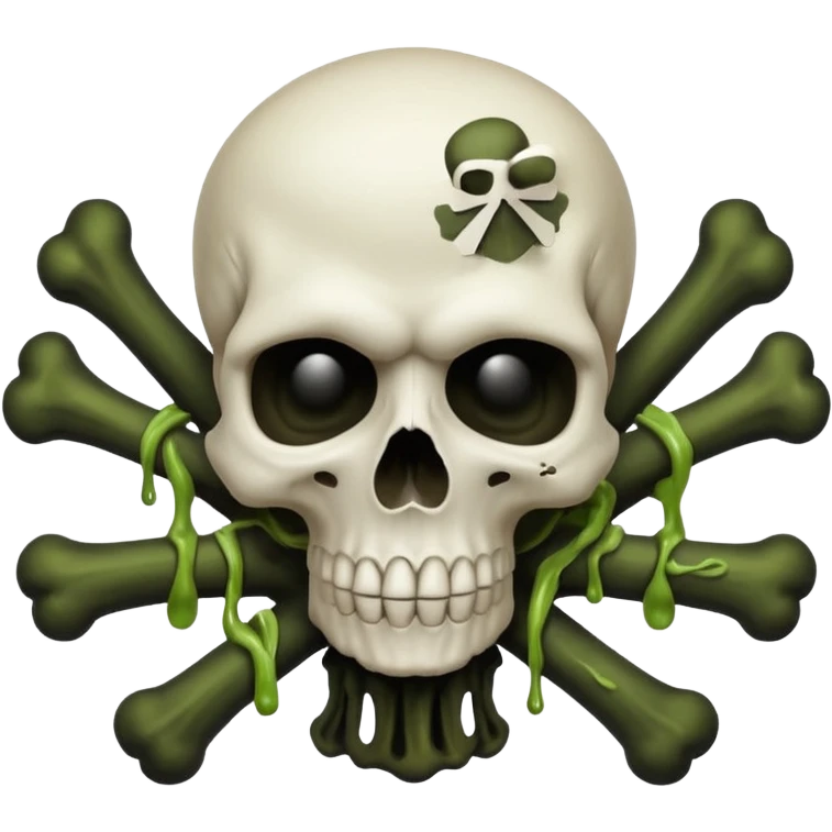a poisonous cloud of gas, dark swamp color, with an image of a skull and two crossed bones behind the skull emoji