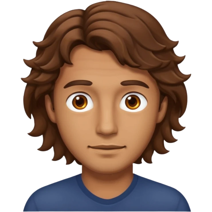 Man with tan skin and  brown eyes and  brown wavy hair emoji
