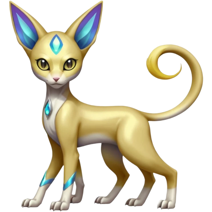 Shiny smooth glossy Meloetta-Sphynx-Lykoi-Sergal-Renamon-Wargreymon-Pokémon-Digimon-Fakémon-fusion-hybrid-creature emoji