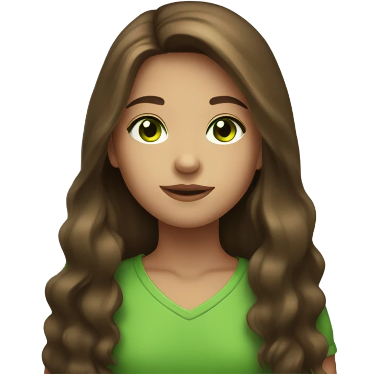 Girl with long brown hair and green eyes emoji