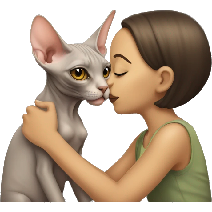 Sphinx cat and girl kissing it emoji