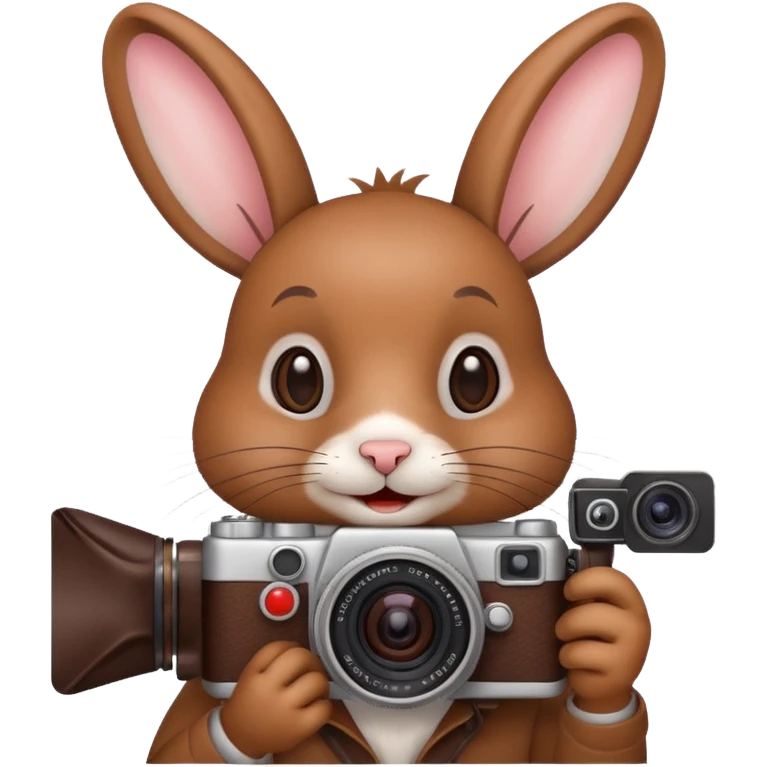 Rabbit blogger is taking pictures with a camera emoji