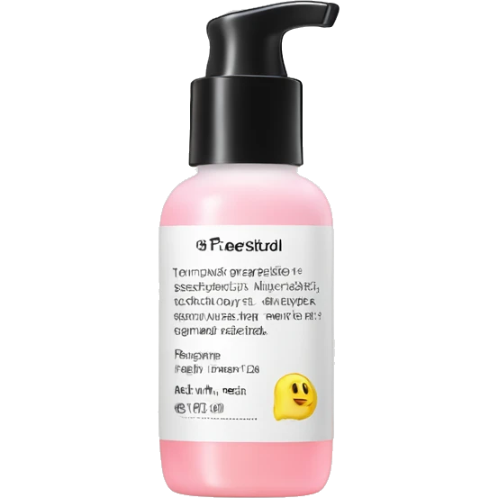 tiny facial exfoliant liquid bottle with label emoji