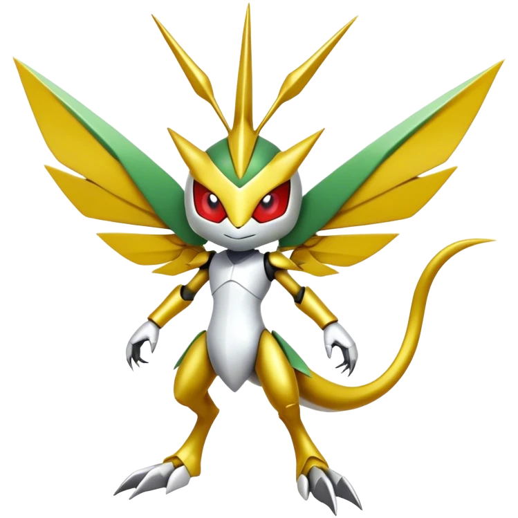 Cute Cool Edgy Shiny Ethereal Legendary Kartana-Digimon-Scizor-hybrid full body emoji