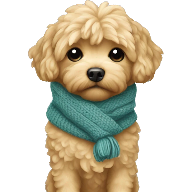 golden shipoo in a knitted scarf emoji