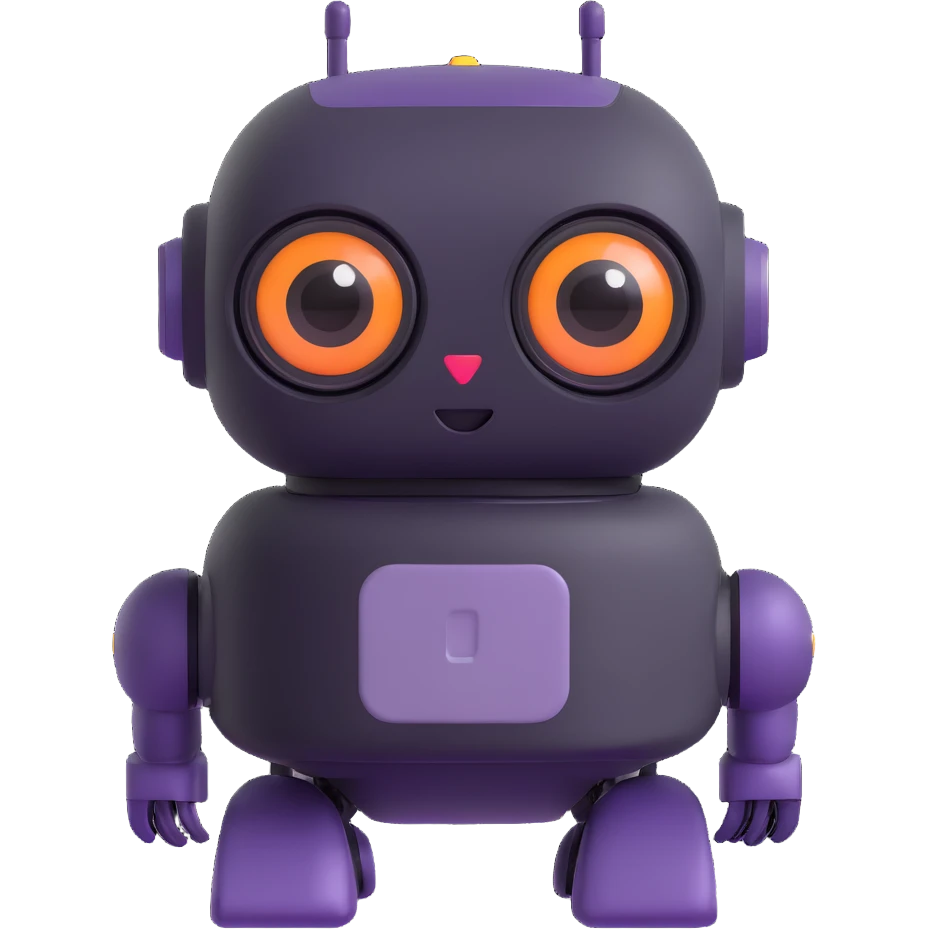 adorable AI robot with big eyes emoji