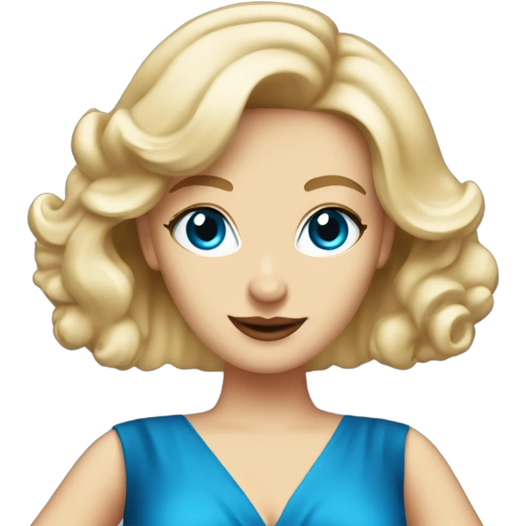 Beautiful blonde white woman with blue eyes red dress dancing with martini emoji