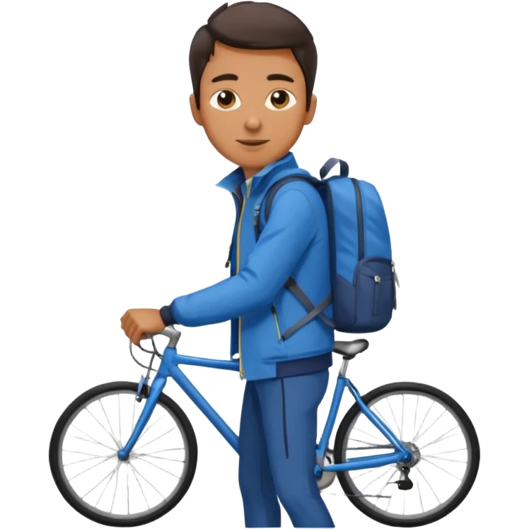 Commuter + blue jacket + backpack, City Cyclists. emoji