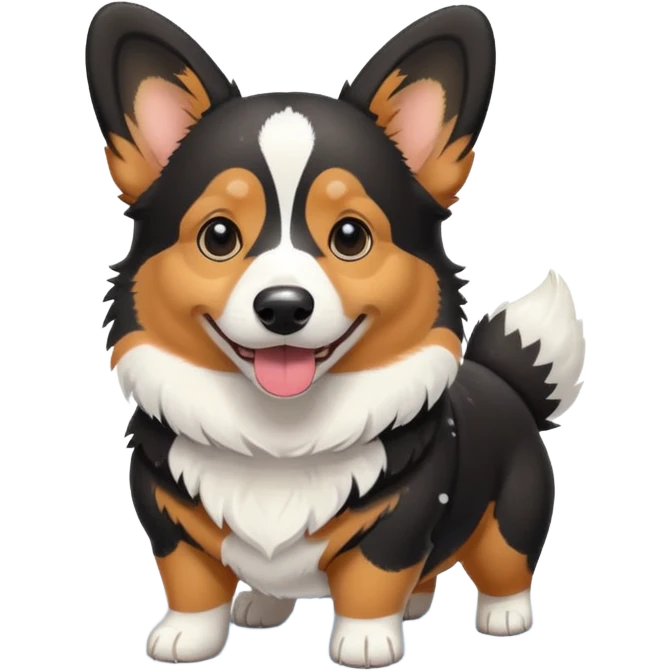 black tricolor corgi in snow emoji