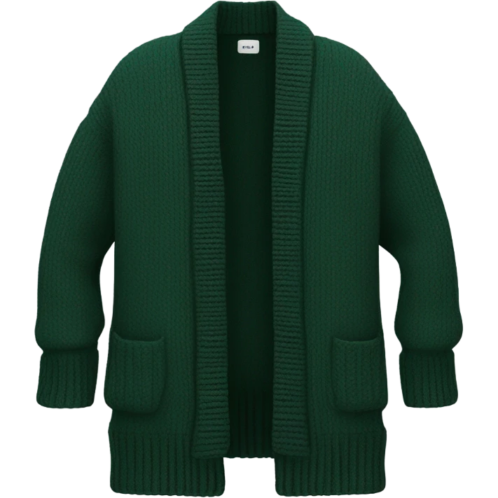 Dark green oversize wool open cardigan, isolated emoji
