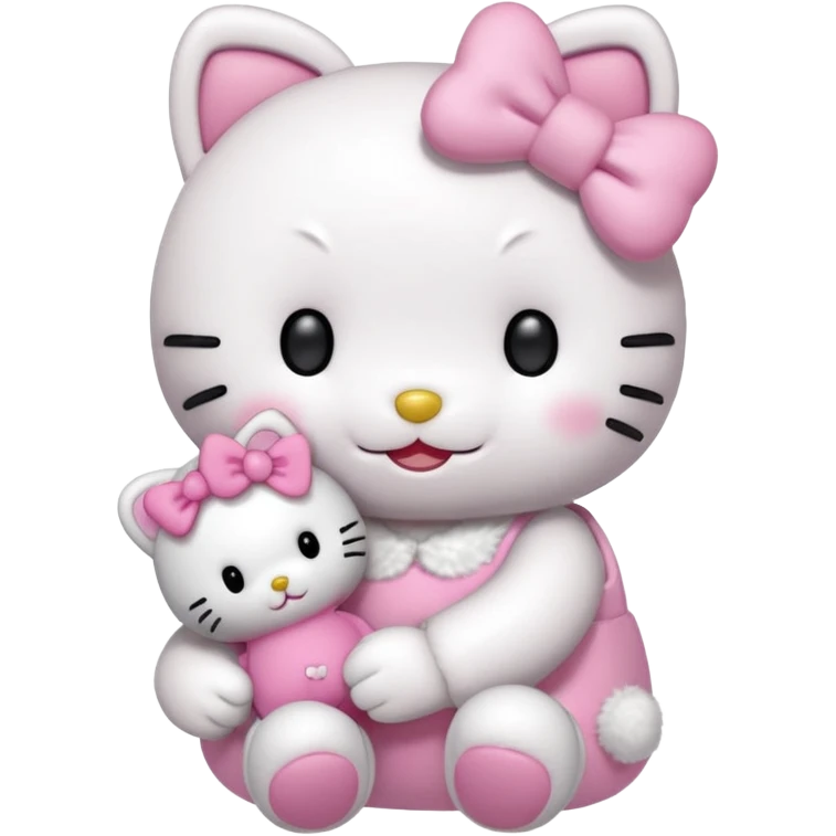 Sleepy hello kitty with a small teddy in her hand emoji