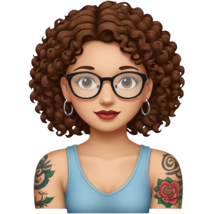 curly glasses earring tattooed girl emoji