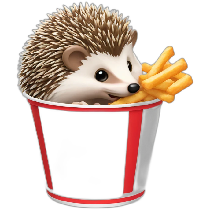 Hedgehog eating KFC bucket emoji