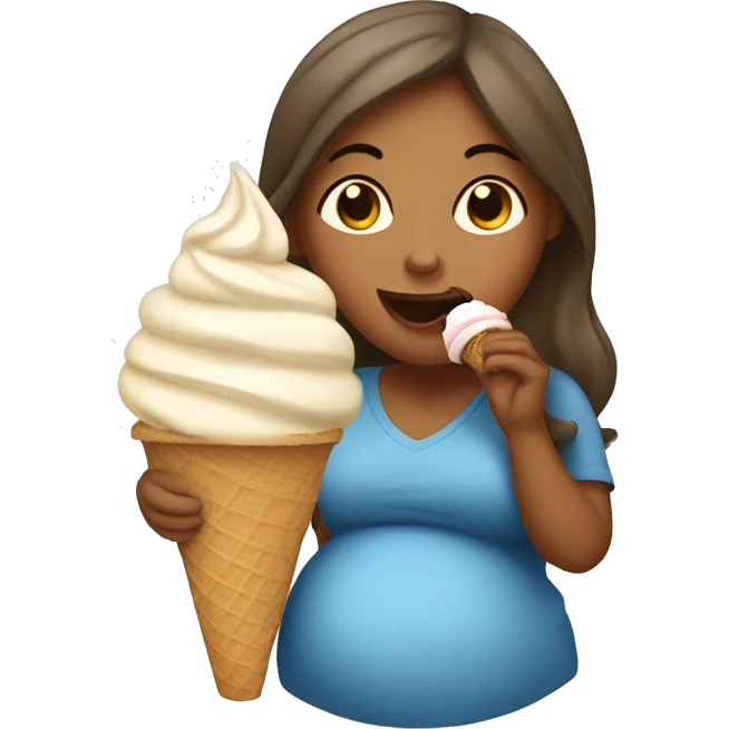pregnant woman licking ice cream cone emoji