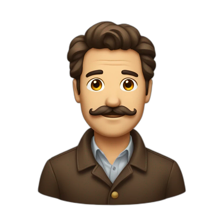 Homme brun énervé avec un petite moustache emoji