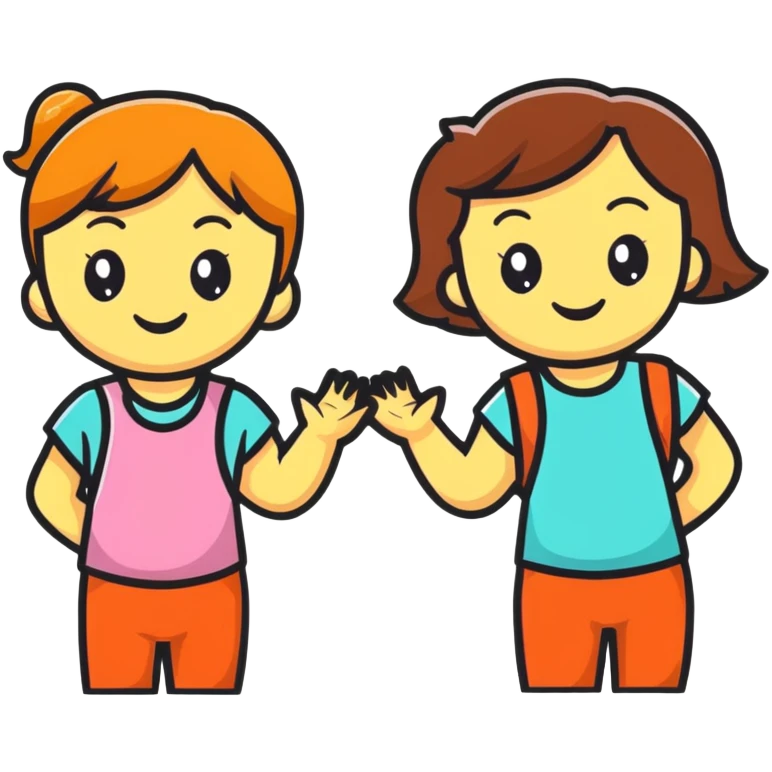 two girls friends smiling emoji