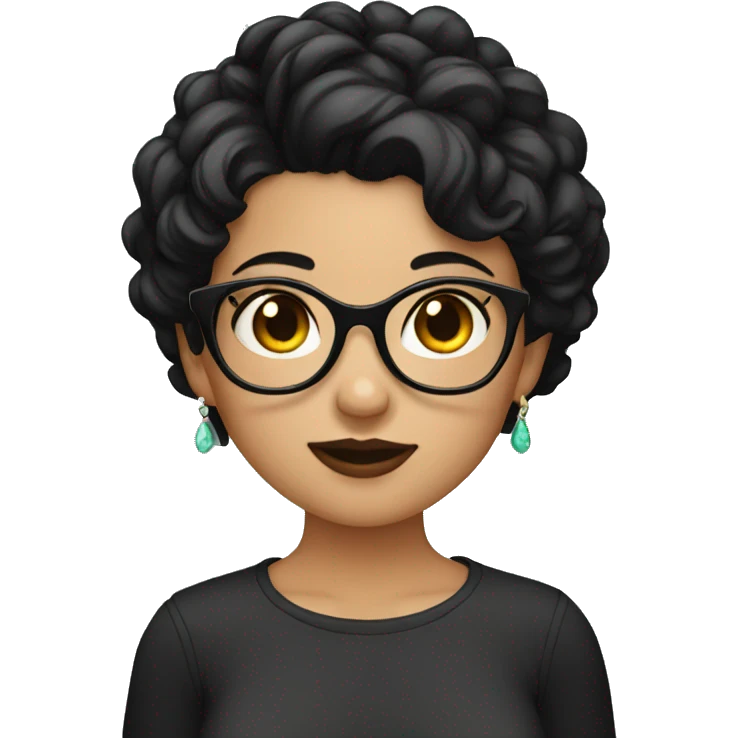 girl with piercings and short black hair glasses emoji