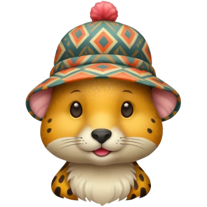 animal wearing patterned hat  emoji