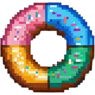 pixel art style donut chart, simple and blocky emoji