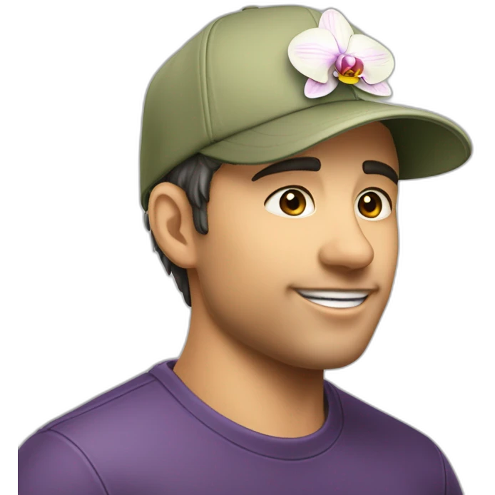 une casquette avec des orchido en dessin emoji
