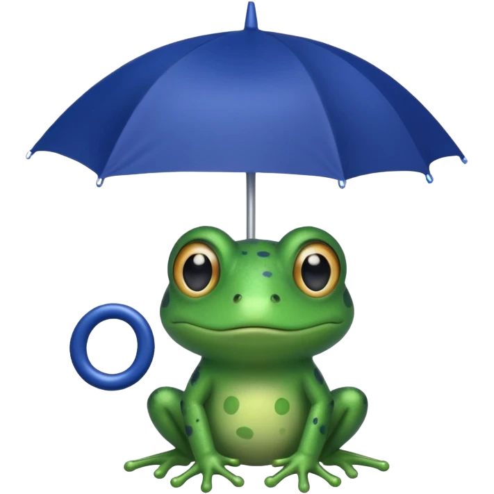 Frog hold small dark blue umbrella emoji