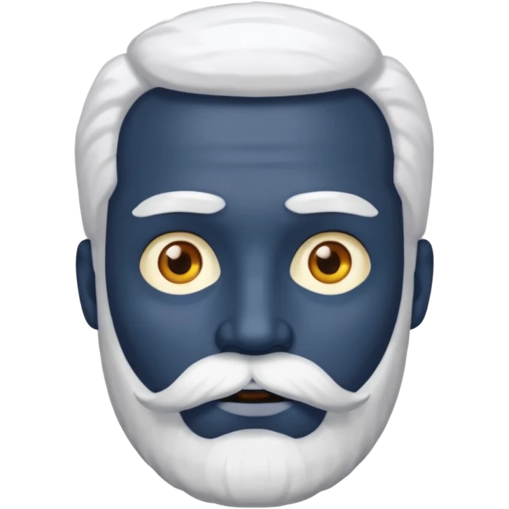 make emoji with dark blue face and white hair all around his face and a white beard with yellow eyes emoji