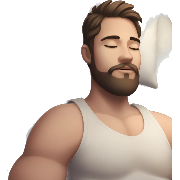 Very attractive younger man with beard  sleeping on worlds most plush and nice pillow   emoji