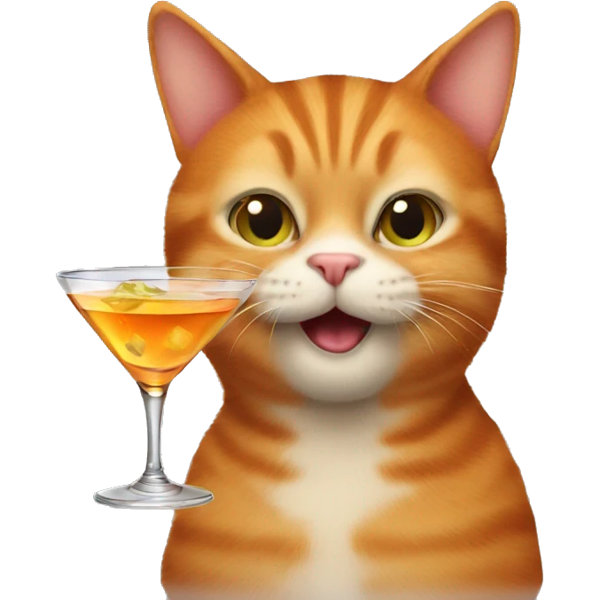 ginger cat drinking a martini emoji