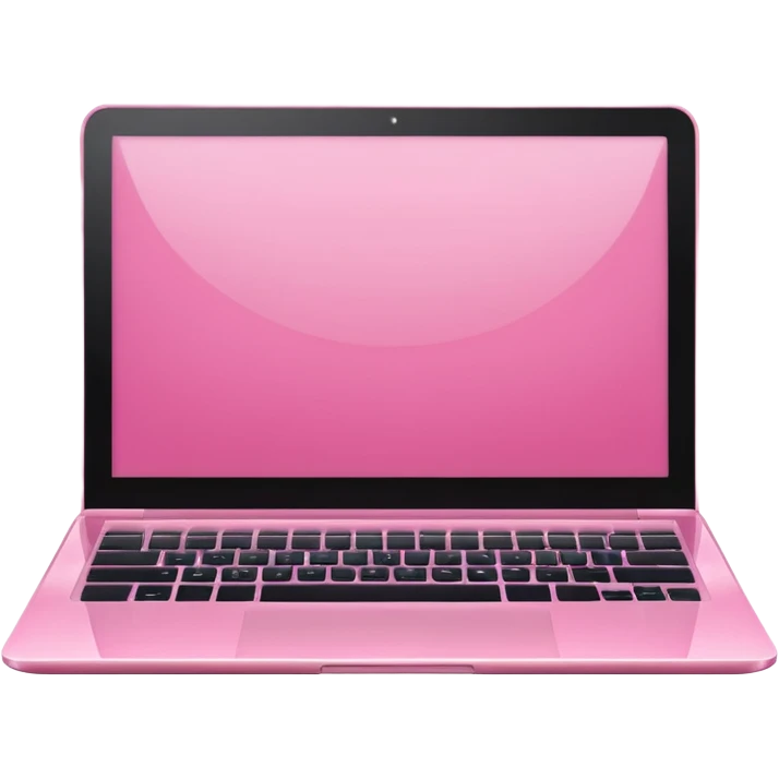  pink pink laptop with a sleek modern design, open screen, soft lighting and reflections, minimal aesthetic, isolated on transparent background, realistic style emoji