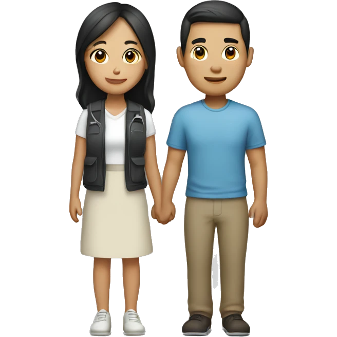 A half white half Asian couple traveling  emoji