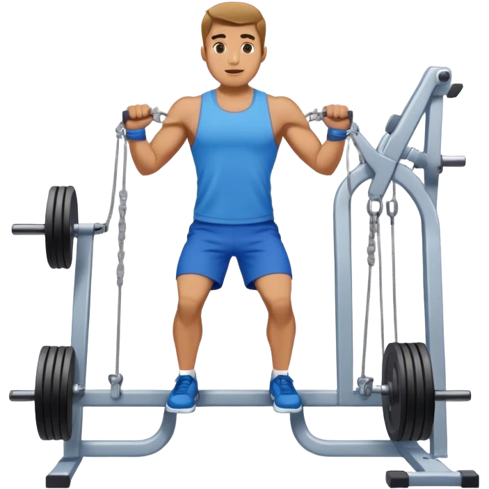 standing fit man with blue shorts cable-machine-exercise emoji