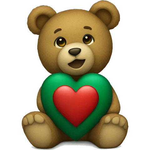 teddy bear holding dark green heart emoji