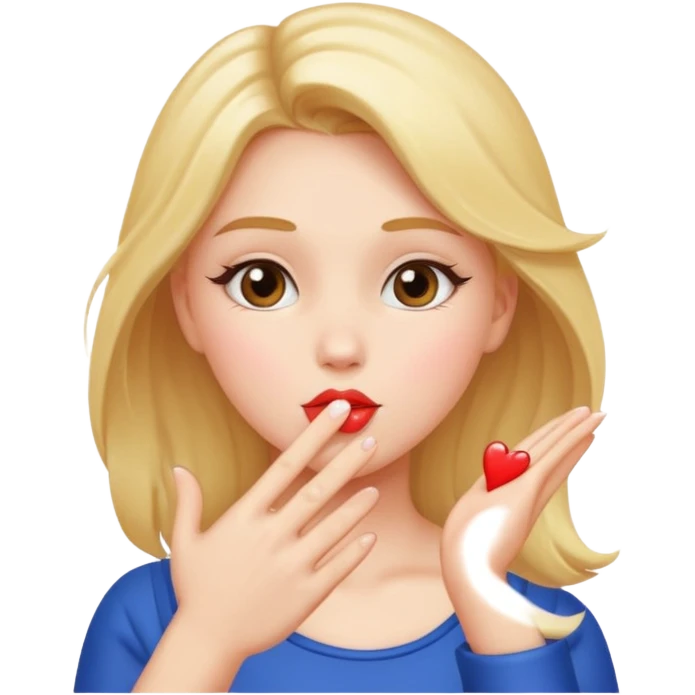 a girl blowing a kiss with her hand emoji