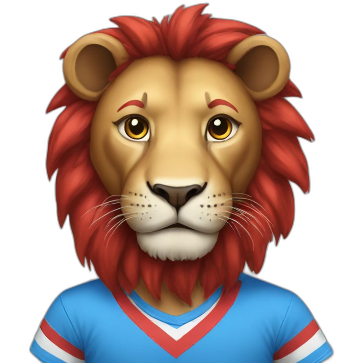 lion-wearing-striped-blue-and-red-t-shirt emoji