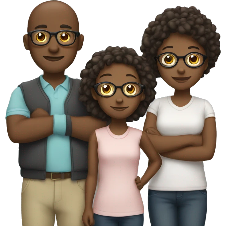 Family, 2 girls, 1 boy with glasses emoji