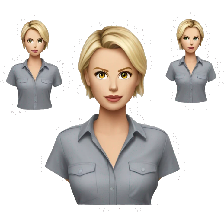 ultra realistic charlize theron wearing shirt emoji