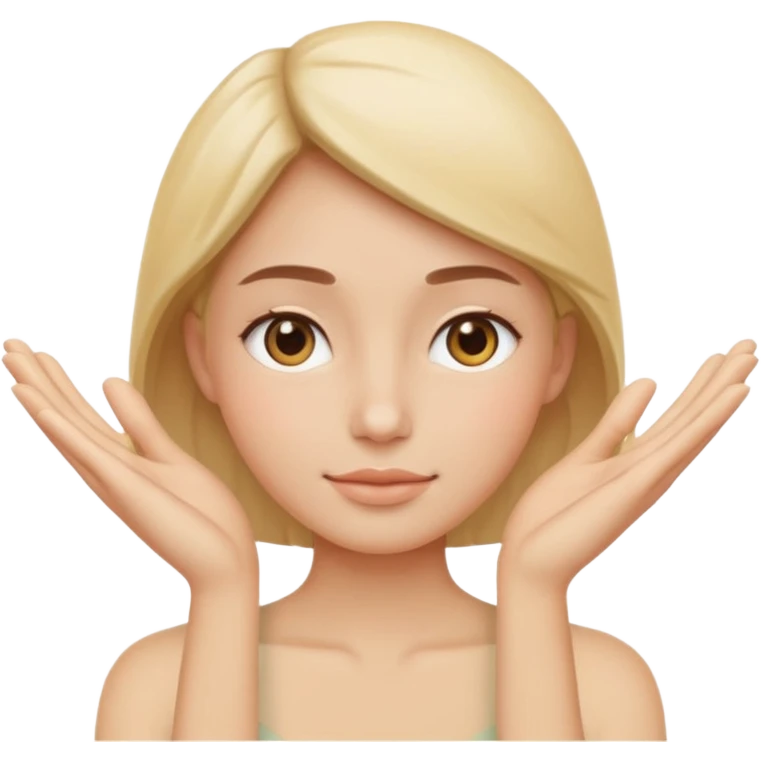 Minimal emoji representing reduced facial puffiness, soft hand gesture shaping the face contour, balanced and natural appearance, wellness-focused, simple and easy to understand
 emoji