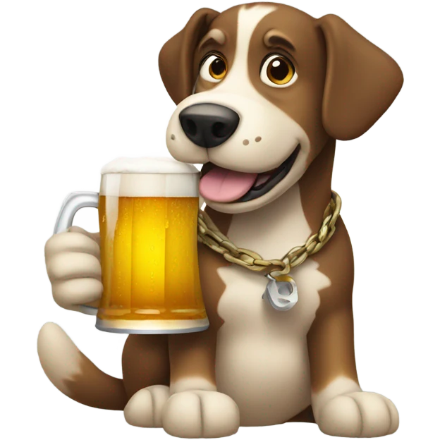 Dog holding beer emoji