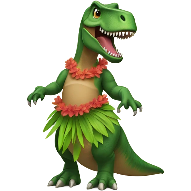 T-rex in a hula skirt emoji