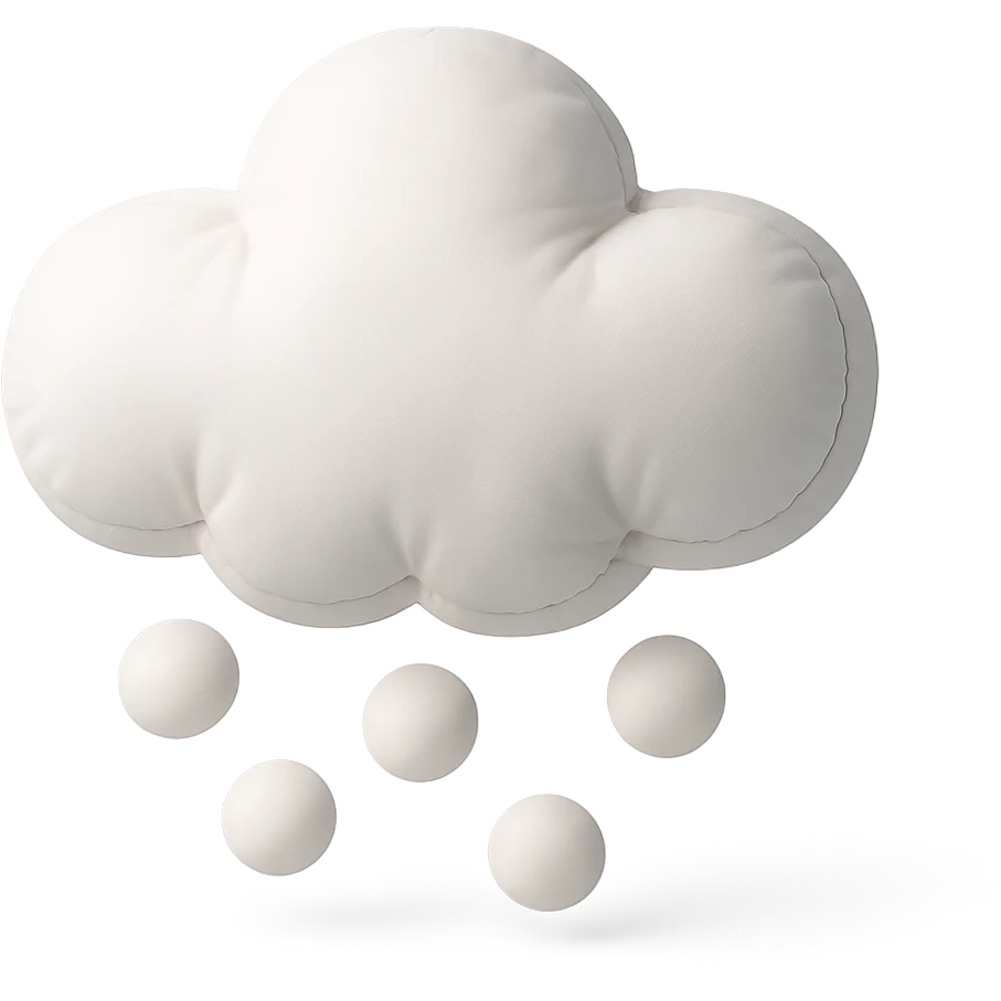 plush snow cloud with falling snowflakes, soft edges, cute and soft, cushion style emoji