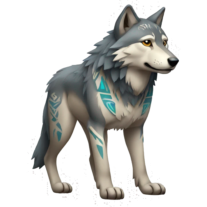 Wolf With Tribal Markings Full Body emoji