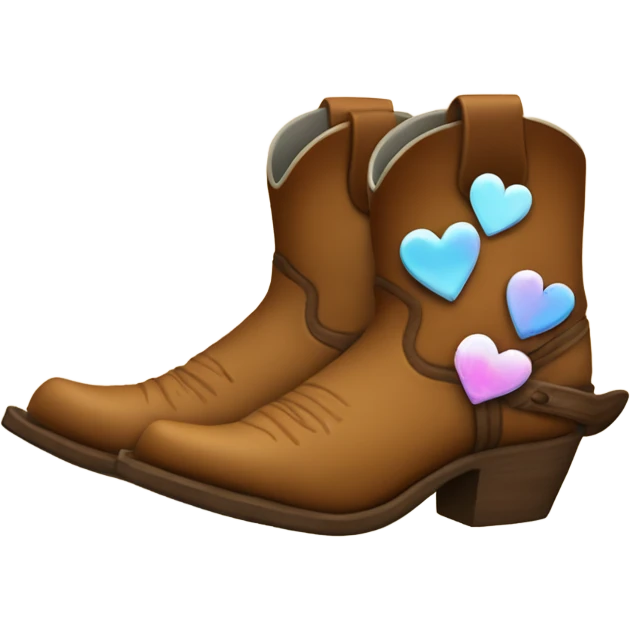 cowboy boots with hearts emoji